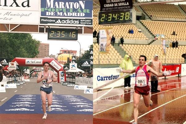Fran Fernández terminando los maratones de Madrid y Sevilla