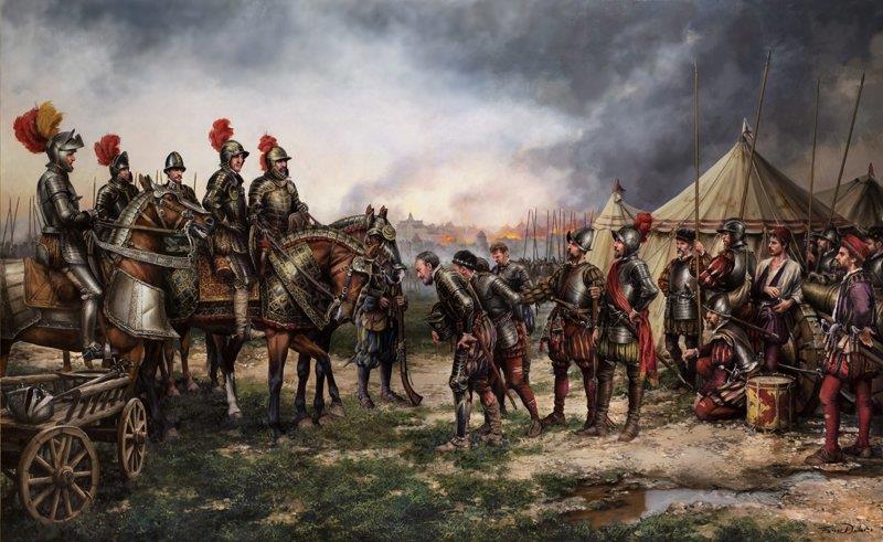 La victoria de San Quintín, pintura al óleo de Augusto Ferrer Dalmau, 2022.